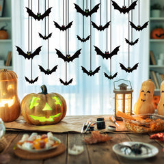 Realistic Hanging Halloween Bat Decoration - Spooky Vinyl Fruit Bat Prop with Spidery Wings - Professional Horror Atmosphere Pendant for Bars, Haunted Houses, and Gothic Parties