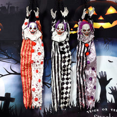 Animated Hanging Horror Clown Prop - Sound-Activated Shaking Clown with Glowing Eyes and Eerie Laughter - Spooky Haunted House Decoration and Halloween Prank Toy