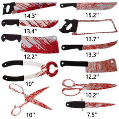 Bloody Slasher Weapon Garland - Realistic Horror Knife Banner and Hanging Pendant Props for Haunted House and Party Wall Decor