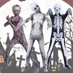 Skeleton Glow-in-the-Dark Jumpsuit - Spooky 3D Bone Print Cosplay Bodysuit for Halloween Party and Roleplay
