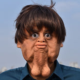 "The Glutton" Big Chin Latex Mask - Hilarious Double Chin Full-Head Hood for Halloween Pranks, Viral Videos, and Comedic Dance Performances
