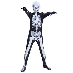 Skeleton Glow-in-the-Dark Jumpsuit - Spooky 3D Bone Print Cosplay Bodysuit for Halloween Party and Roleplay