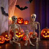 5.4-Foot Life-Size Posable Halloween Skeleton - 165cm Realistic Human Bone Model for Haunted House Decor, Graveyard Scenes, and Spooky Outdoor Party Displays