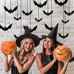 Realistic Hanging Halloween Bat Decoration - Spooky Vinyl Fruit Bat Prop with Spidery Wings - Professional Horror Atmosphere Pendant for Bars, Haunted Houses, and Gothic Parties