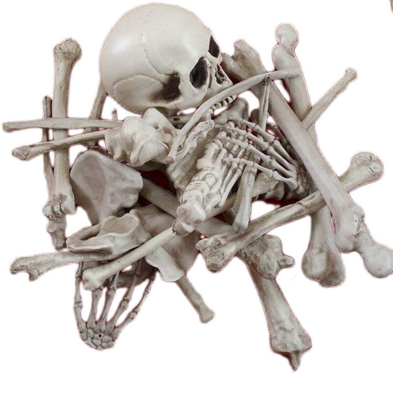 28-Piece Bag of Bones - Realistic Life-Size Skeleton Parts for Haunted Houses, Graveyard Scenes, and Horror Movie Props