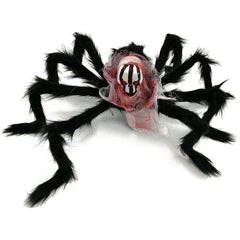 Giant Halloween Plush Spider with Realistic Skeleton Head - Posable Furry Monster Spider Prop - Spooky Haunted House Decor, Outdoor Yard Prank & Horror Party Supplies