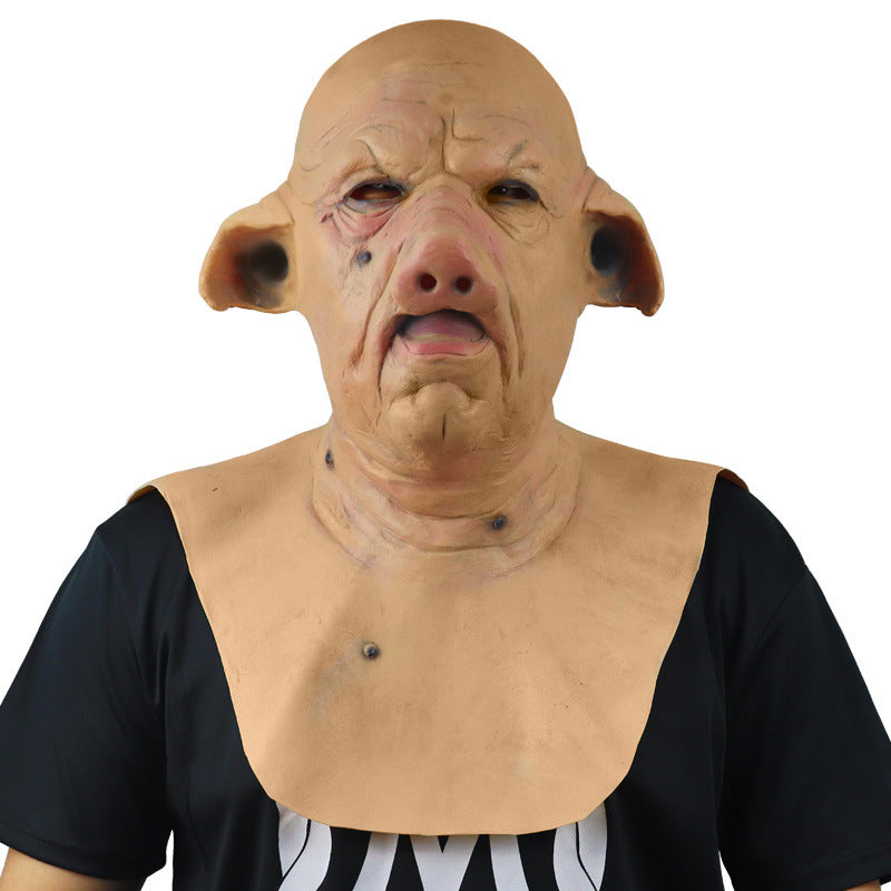 Gruesome Pig Head Horror Mask - Realistic Latex Animal Headgear for Haunted House Props and Dark Series Cosplay