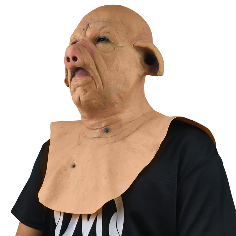 Gruesome Pig Head Horror Mask - Realistic Latex Animal Headgear for Haunted House Props and Dark Series Cosplay