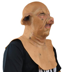 Gruesome Pig Head Horror Mask - Realistic Latex Animal Headgear for Haunted House Props and Dark Series Cosplay