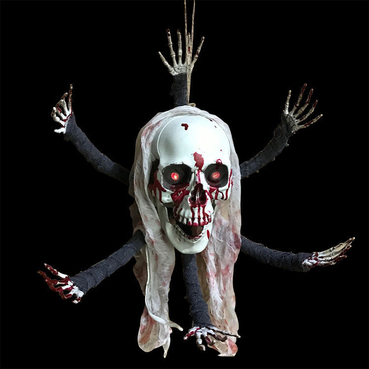 Bleeding Horror Skull Door Hanging - Animated "Six-Claw" Monster Wall Prop - Spooky Gore Decor for Escape Rooms, Haunted Houses, and Professional Halloween Spoof Displays