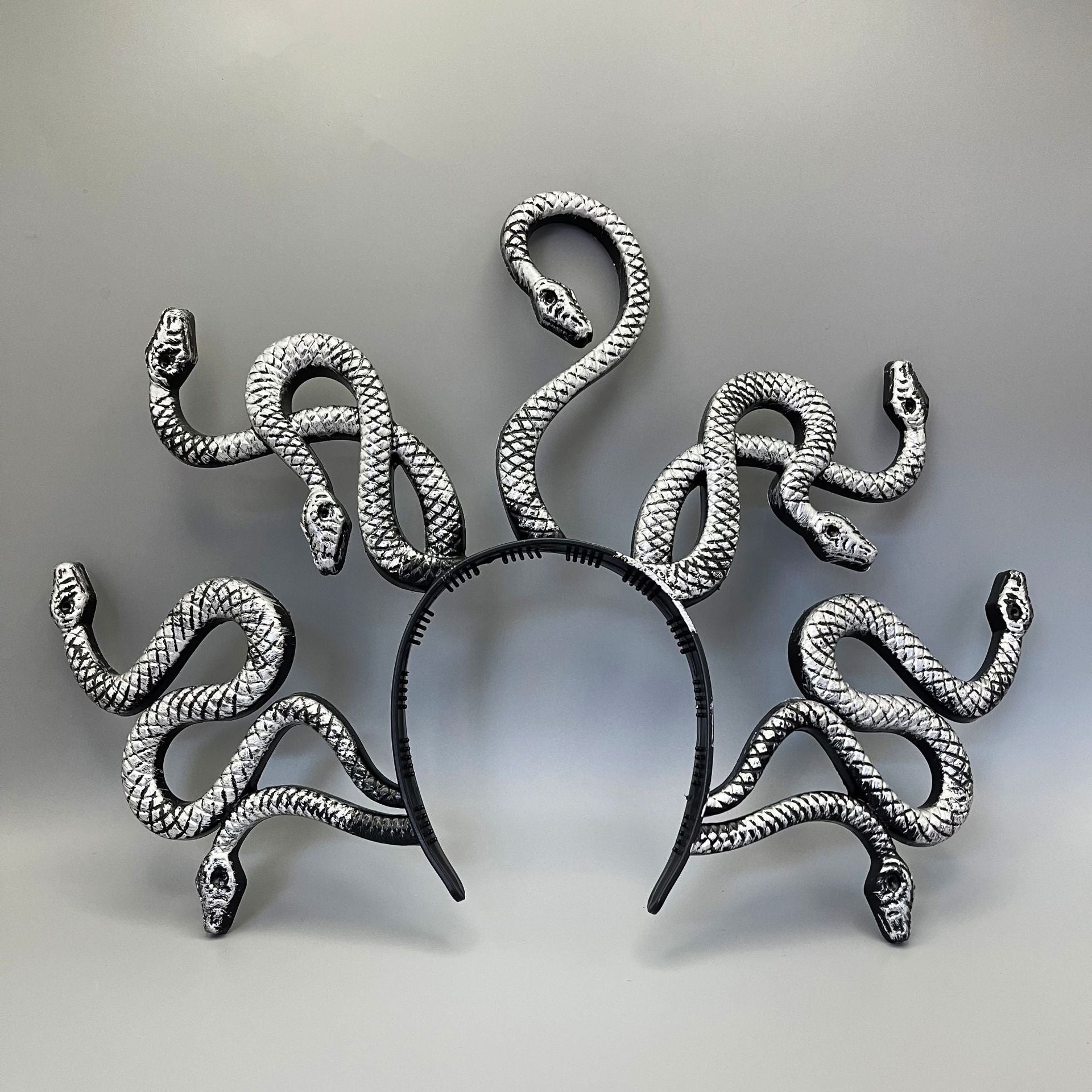 Mythical Medusa Snake Headband - Gold Shimmering Serpent Hair Accessory for Halloween Cosplay and Gothic Costume Parties