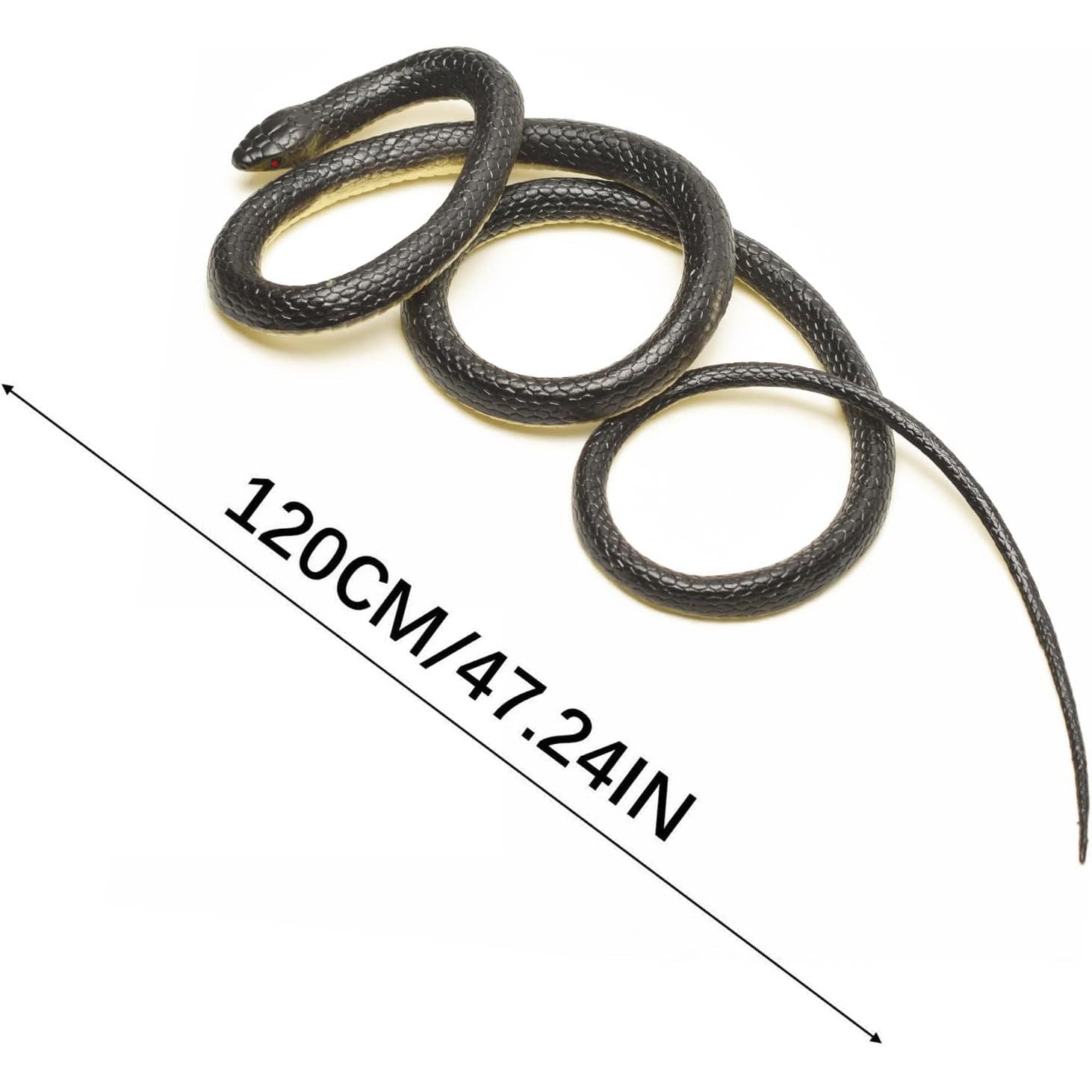 Realistic Rubber Snake Prop - 52-Inch Lifelike Artificial Snake for Garden Protection - Durable Simulation Toy for Bird Deterrent, Nature Education, and Halloween Decor