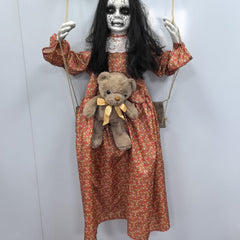 Lifelike Hanging Female Ghost Prop - 3-foot Spooky Phantom Pendant for Halloween Yard, Porch, and Haunted House Atmosphere - Ethereal Gothic Horror Decoration
