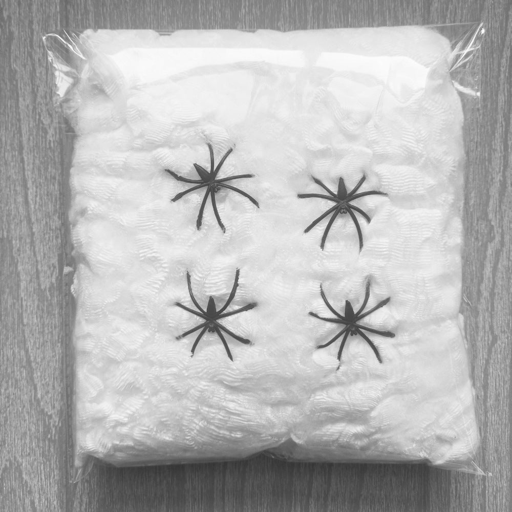 Glow-in-the-Dark Giant Spider Web - Luminous Stretchy Cobweb with Spiders for Haunted House and Cemetery Scene Decor
