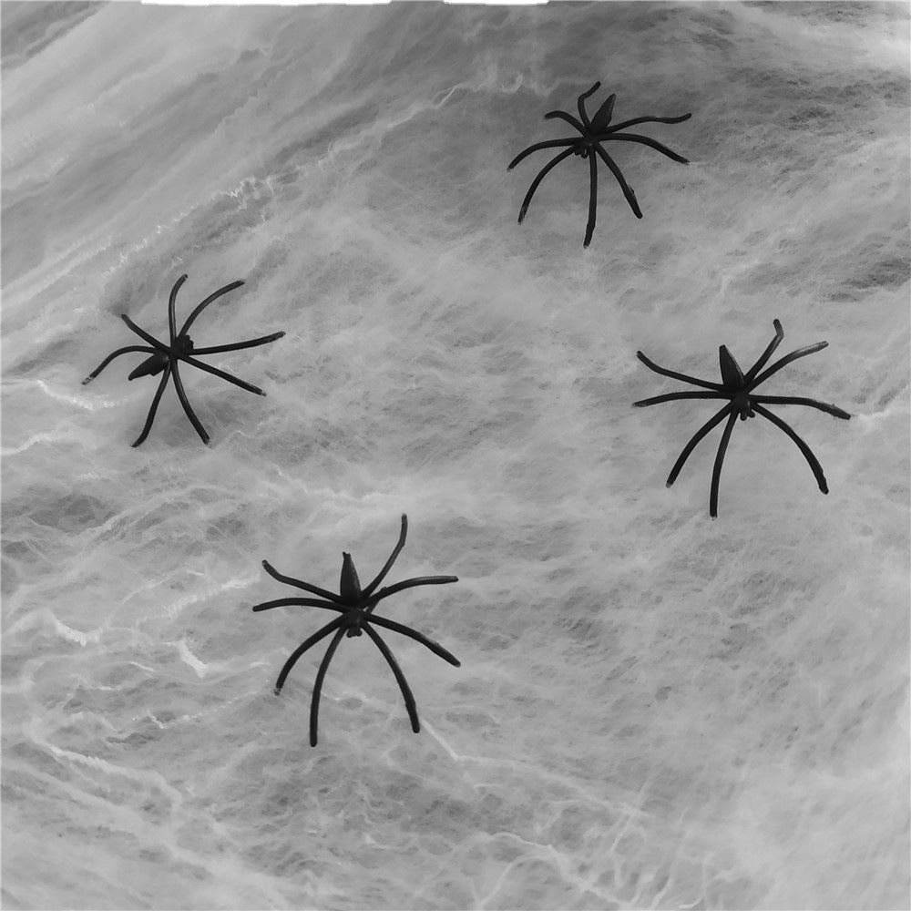 Glow-in-the-Dark Giant Spider Web - Luminous Stretchy Cobweb with Spiders for Haunted House and Cemetery Scene Decor