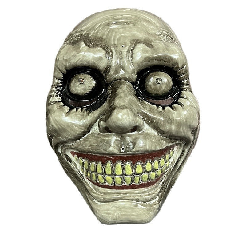 LED Glowing Exorcist Full Face Mask - Scary Light-Up Horror Mask for Halloween Cosplay, Masquerade Parties, and Haunted House Events - Spooky Glow Makeup Alternative