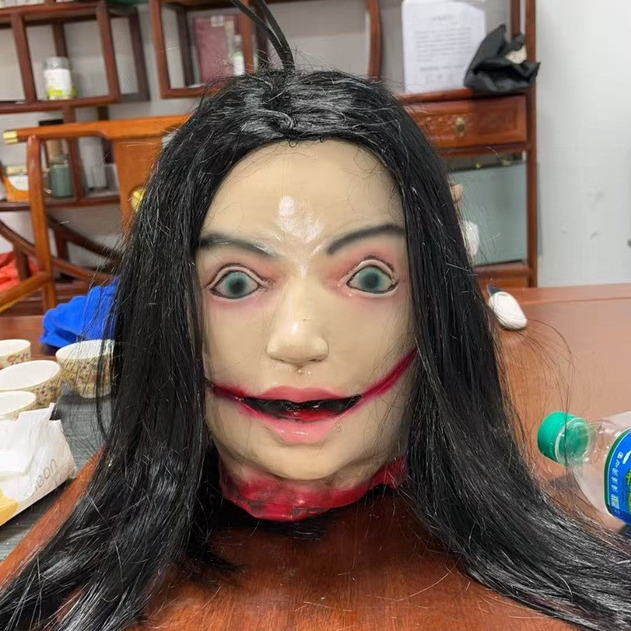 Lifelike Severed Head Horror Prop - 13-inch Hanging Decapitated Zombie Head with Realistic Bloody Details - Spooky Haunted House and Secret Room Decoration