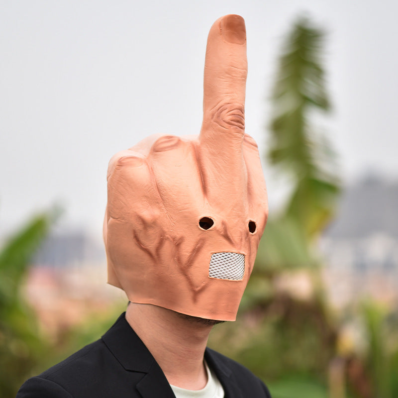 Hilarious "Despise" Gesture Mask - Bold Middle Finger Novelty Headgear - Funny Full-Head Spoof Prop for Halloween, DJs, Bars, and Viral Pranks