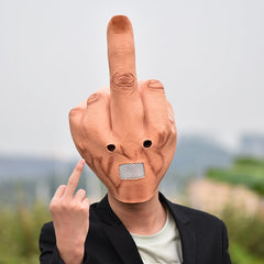 Hilarious "Despise" Gesture Mask - Bold Middle Finger Novelty Headgear - Funny Full-Head Spoof Prop for Halloween, DJs, Bars, and Viral Pranks
