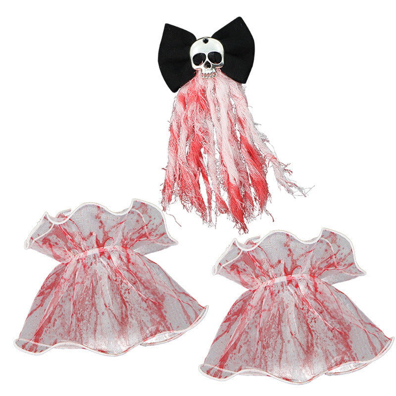 Halloween Blood-Stained Jewelry Set - Realistic Gore Drip Hairpin & Bracelet - Spooky Nurse, Zombie, or Victim Costume Accessories - Horror Performance Props for Cosplay & Dance