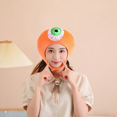 Oversized Horror Eyeball Plush Hat - Funny Bloodshot Monster Headgear for Halloween Photos, Cosplay Performances, and Spooky Party Costumes - Soft & Comfortable Novelty Cap