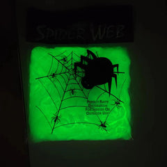 Glow-in-the-Dark Giant Spider Web - Luminous Stretchy Cobweb with Spiders for Haunted House and Cemetery Scene Decor