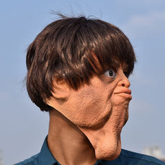 "The Glutton" Big Chin Latex Mask - Hilarious Double Chin Full-Head Hood for Halloween Pranks, Viral Videos, and Comedic Dance Performances