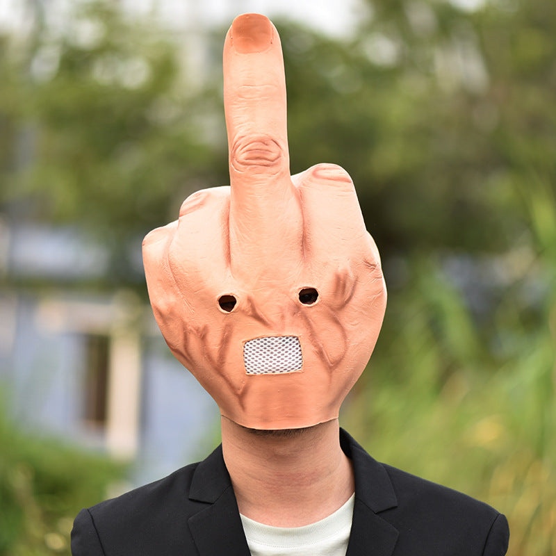Hilarious "Despise" Gesture Mask - Bold Middle Finger Novelty Headgear - Funny Full-Head Spoof Prop for Halloween, DJs, Bars, and Viral Pranks