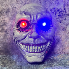 LED Glowing Exorcist Full Face Mask - Scary Light-Up Horror Mask for Halloween Cosplay, Masquerade Parties, and Haunted House Events - Spooky Glow Makeup Alternative