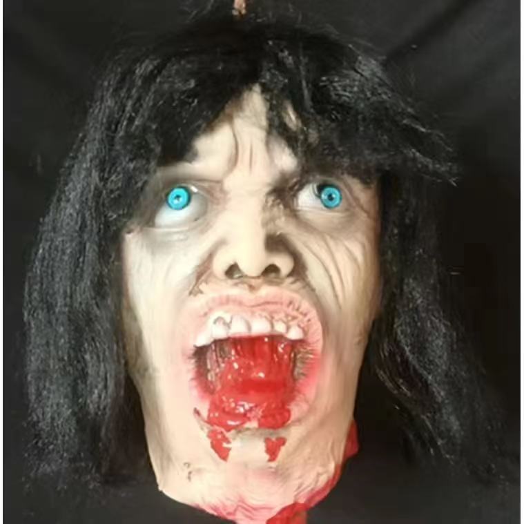 Life-Size Severed Head Horror Prop - Realistic Gory Decapitated Doll for Haunted Houses, Escape Rooms, and Halloween Bar Decor - Professional Grade Slasher Movie Atmosphere Prop