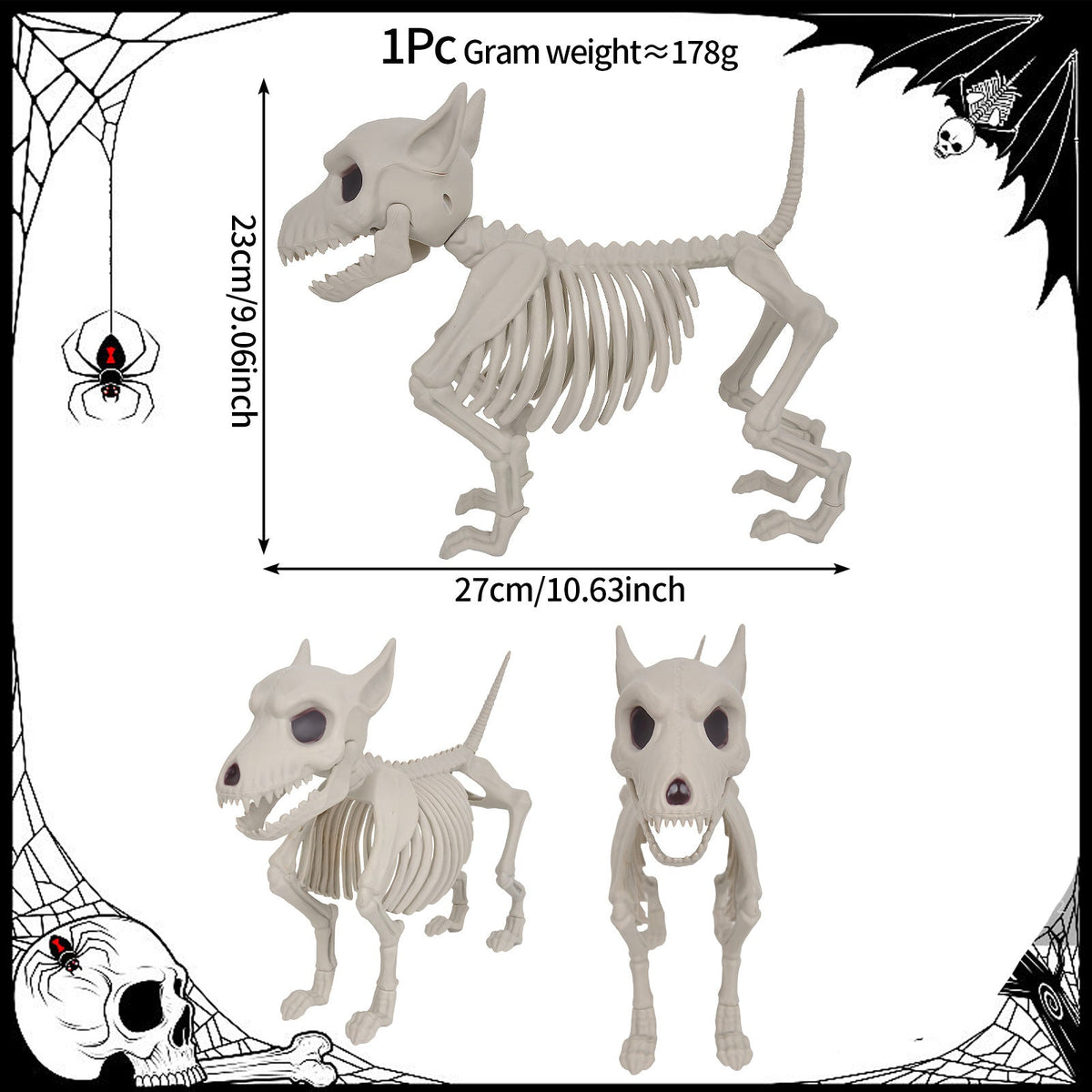 Realistic Animal Skeleton Specimen Collection - Gothic Bone Props featuring Scorpion, Bat, and Spider for Haunted Houses, Escape Rooms, and Creepy Bar Decor