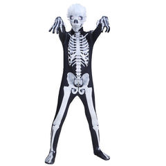 Skeleton Glow-in-the-Dark Jumpsuit - Spooky 3D Bone Print Cosplay Bodysuit for Halloween Party and Roleplay