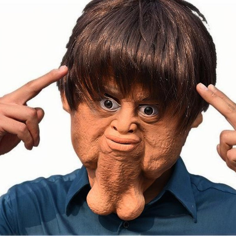 "The Glutton" Big Chin Latex Mask - Hilarious Double Chin Full-Head Hood for Halloween Pranks, Viral Videos, and Comedic Dance Performances