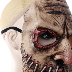 "Nightmare Stalker" Big Mouth Nail Mask - Gruesome Latex Full-Head Hood with Metallic Nail Accents for Haunted Houses and Horror Cosplay