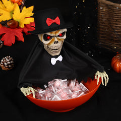 Animated Motion-Activated Candy Bowl - Spooky Ghost Fruit Plate with Sound and Light for Haunted House Decor