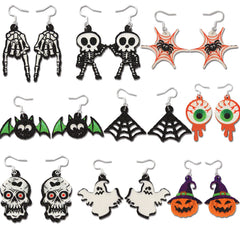 Spooky Halloween Drop Earrings - Novelty Spider and Bat Dangle Jewelry for Women and Kids - Fun Horror-Themed Party Accessories