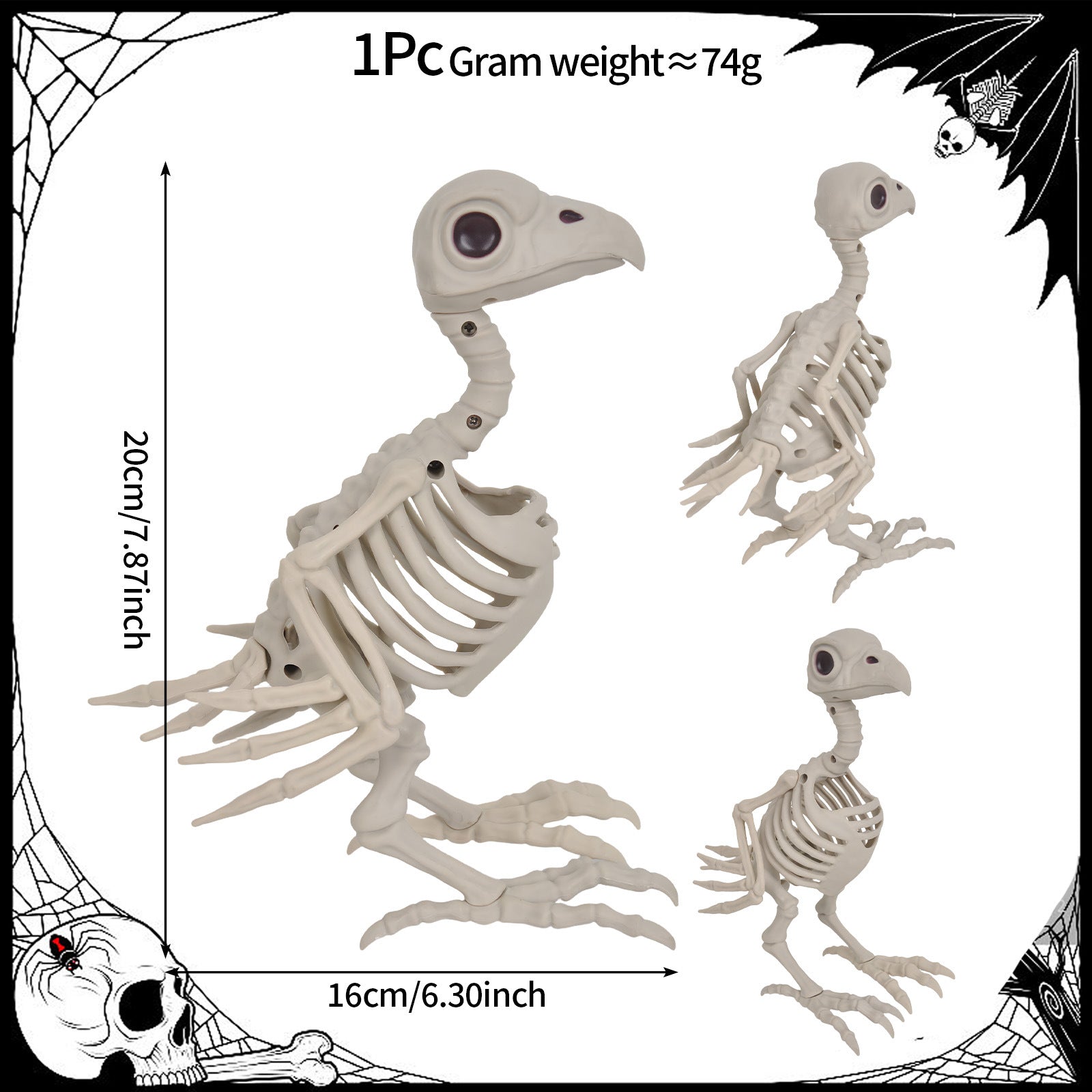 Realistic Animal Skeleton Specimen Collection - Gothic Bone Props featuring Scorpion, Bat, and Spider for Haunted Houses, Escape Rooms, and Creepy Bar Decor