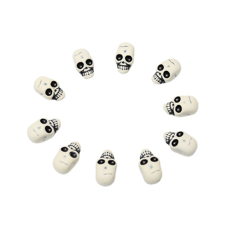 Miniature Realistic Skulls Set - Spooky Skeleton Head Ornaments for Halloween Tabletop Decor and Haunted House Party Props