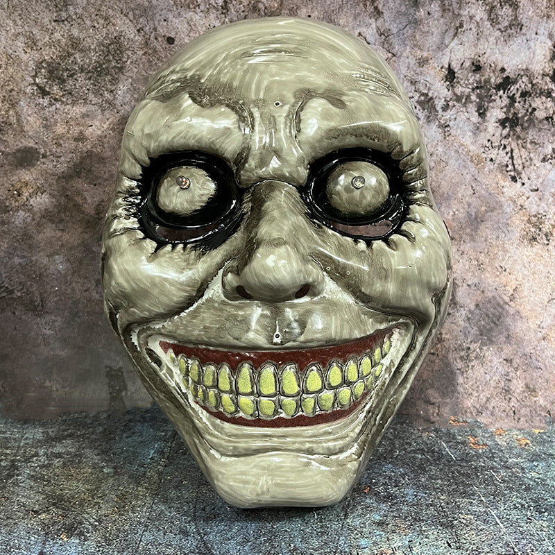 LED Glowing Exorcist Full Face Mask - Scary Light-Up Horror Mask for Halloween Cosplay, Masquerade Parties, and Haunted House Events - Spooky Glow Makeup Alternative
