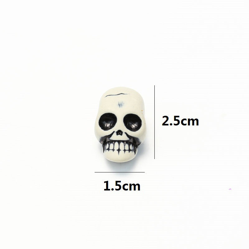 Miniature Realistic Skulls Set - Spooky Skeleton Head Ornaments for Halloween Tabletop Decor and Haunted House Party Props