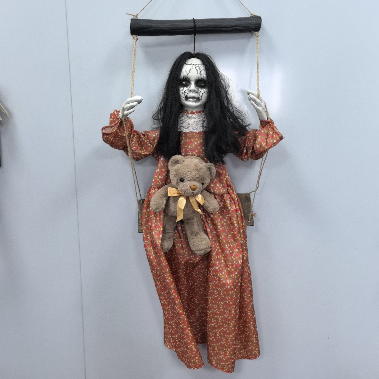Lifelike Hanging Female Ghost Prop - 3-foot Spooky Phantom Pendant for Halloween Yard, Porch, and Haunted House Atmosphere - Ethereal Gothic Horror Decoration