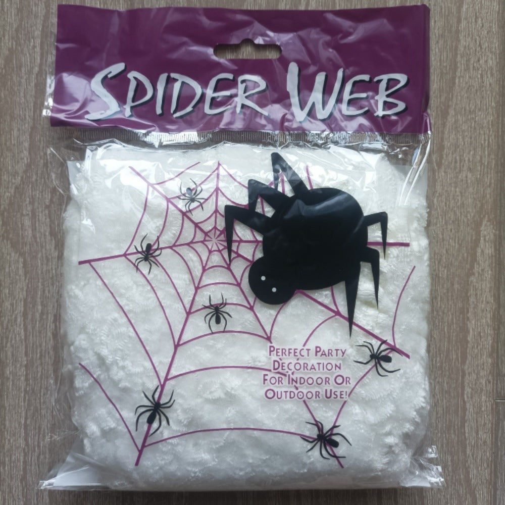 Glow-in-the-Dark Giant Spider Web - Luminous Stretchy Cobweb with Spiders for Haunted House and Cemetery Scene Decor