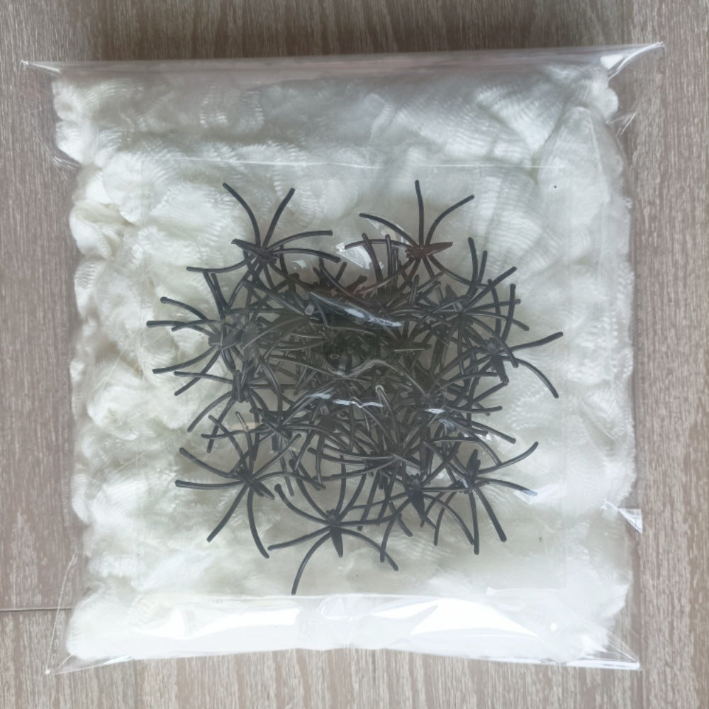 Glow-in-the-Dark Giant Spider Web - Luminous Stretchy Cobweb with Spiders for Haunted House and Cemetery Scene Decor