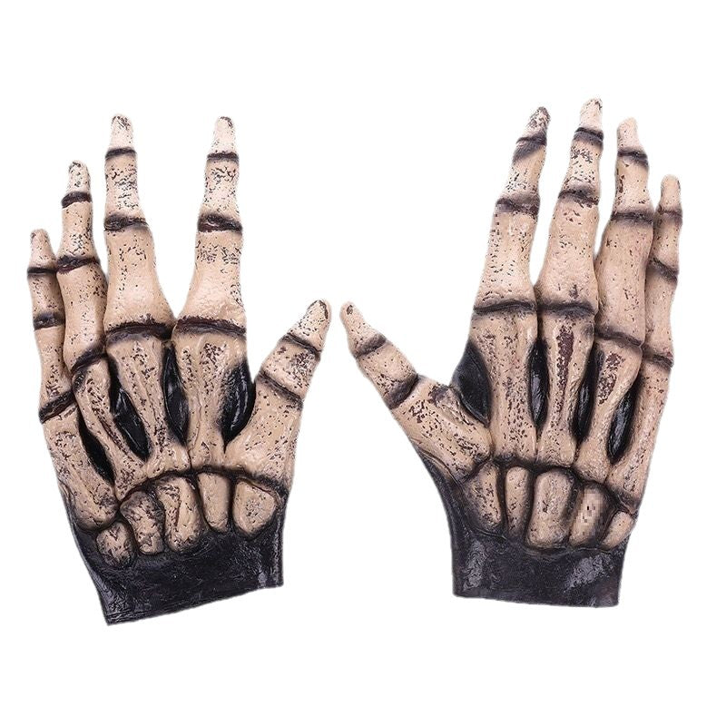 Gory Zombie Blood Splatter Gloves - Realistic Horror Cosplay Handwear for Halloween Party and Haunted House Costumes