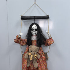 Lifelike Hanging Female Ghost Prop - 3-foot Spooky Phantom Pendant for Halloween Yard, Porch, and Haunted House Atmosphere - Ethereal Gothic Horror Decoration
