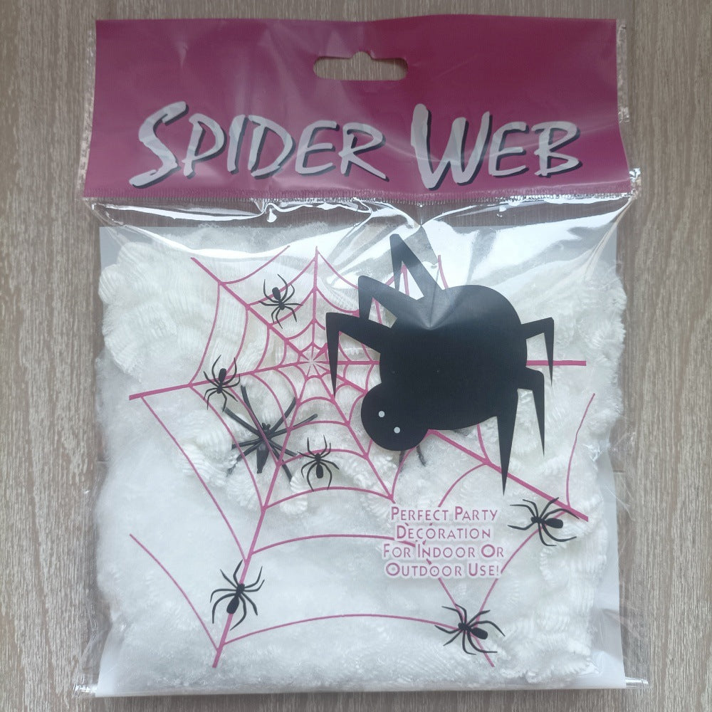Glow-in-the-Dark Giant Spider Web - Luminous Stretchy Cobweb with Spiders for Haunted House and Cemetery Scene Decor