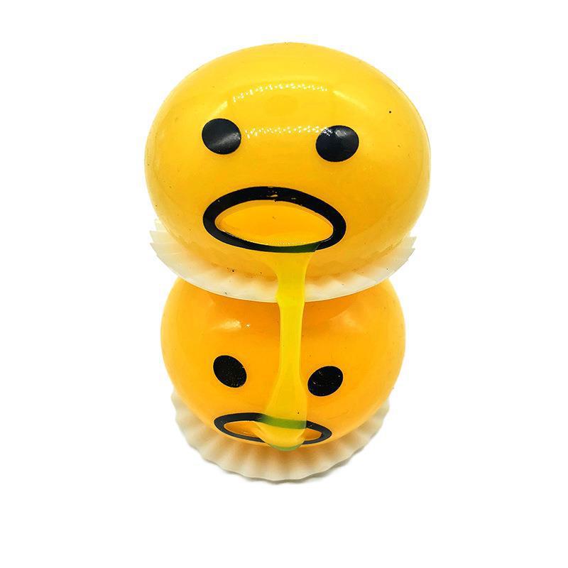 Funny Stress Relief Squeeze Toy - Creative Vomiting Egg Yolk Character with Yellow Slime for Novelty Gags and Sensory Play