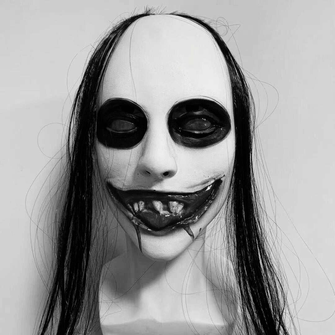 Haunting Long Hair Ghost Mask - Realistic Horror Headgear for Halloween Cosplay, Haunted House Props, and Creepy Costume Parties