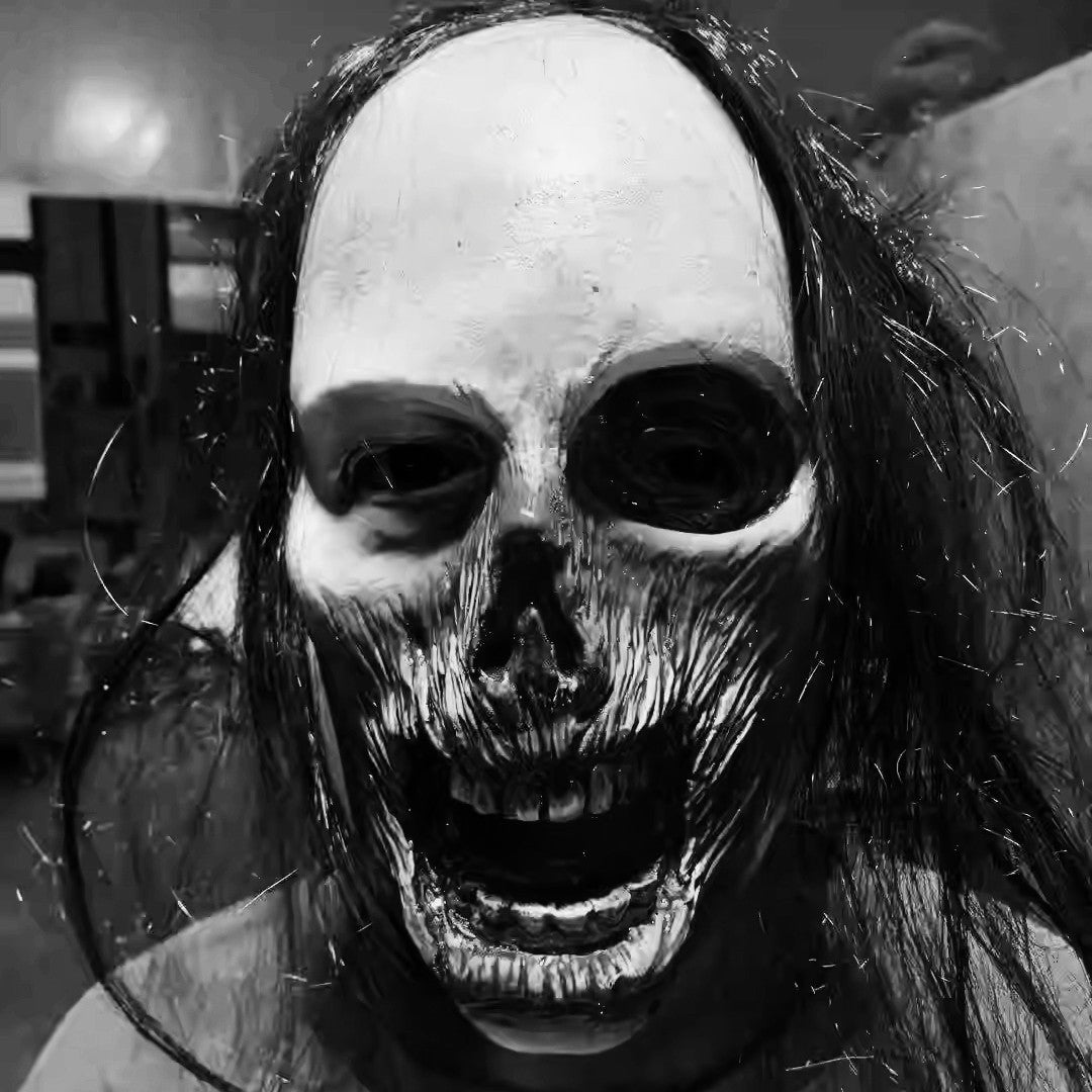 Haunting Long Hair Ghost Mask - Realistic Horror Headgear for Halloween Cosplay, Haunted House Props, and Creepy Costume Parties