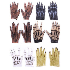 Gory Zombie Blood Splatter Gloves - Realistic Horror Cosplay Handwear for Halloween Party and Haunted House Costumes